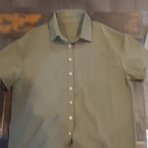 Women's Classic Olive Button Down Shirt